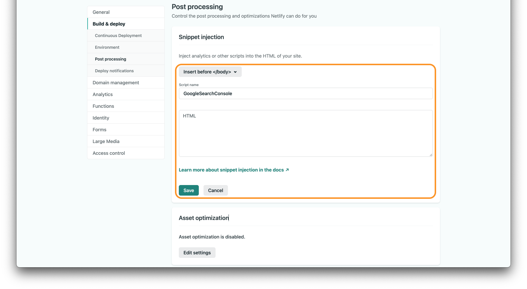 netlify-site-snippet-injection-add.png Snippet injection の設定