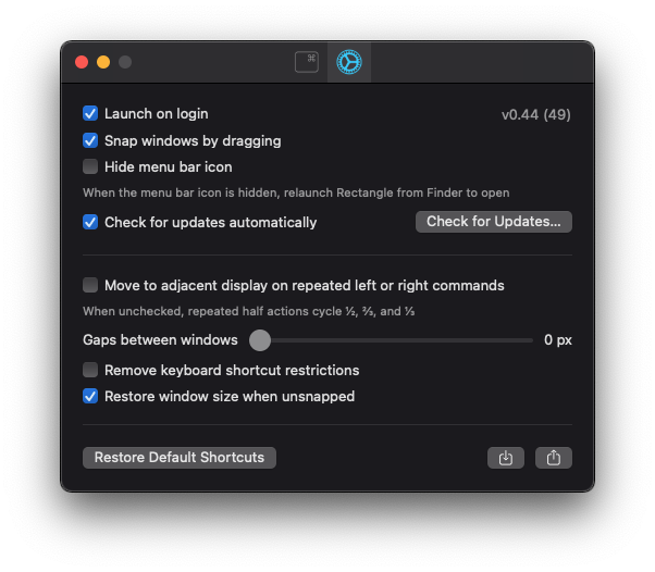 Rectangle の設定2